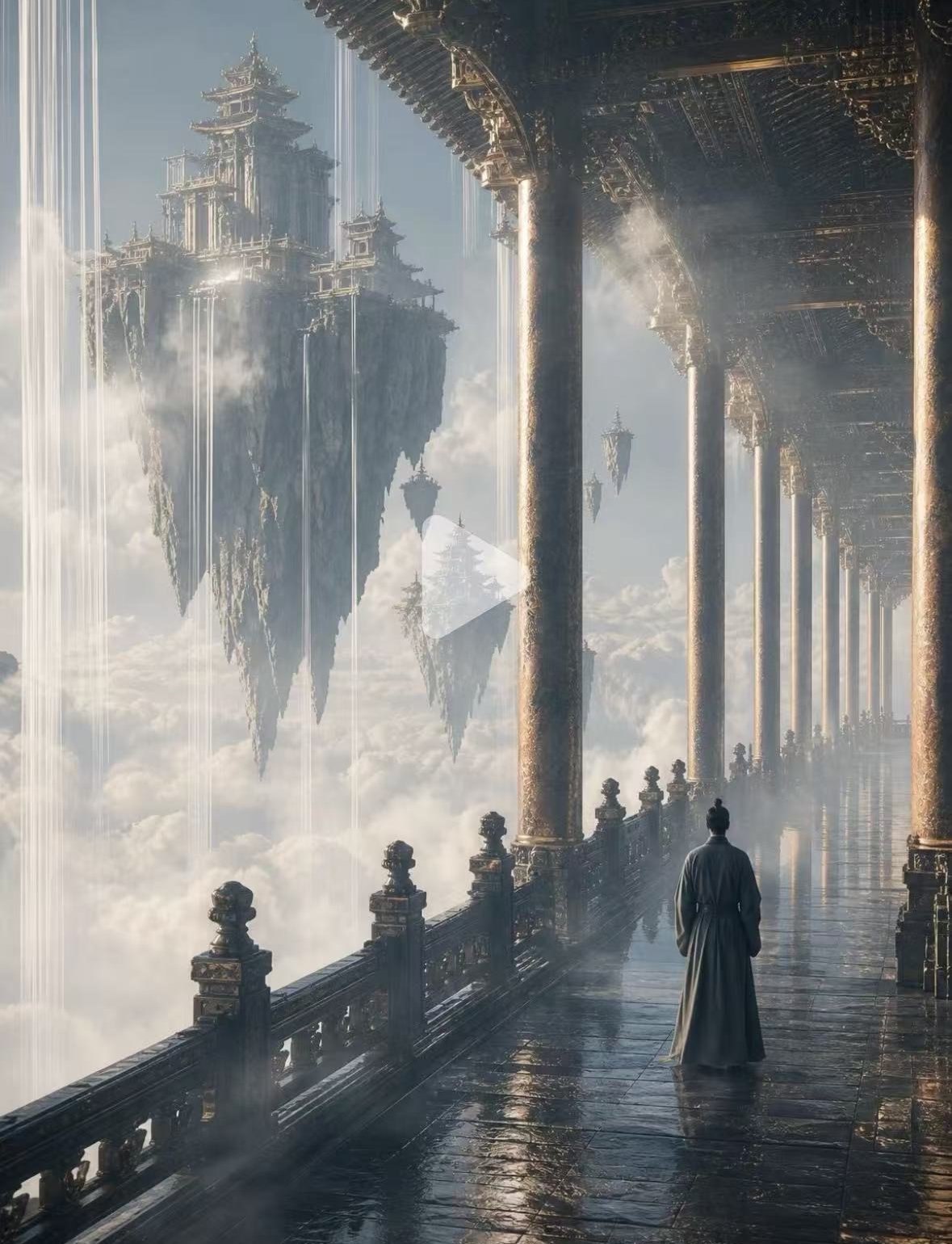 Celestial palace corridor above the clouds