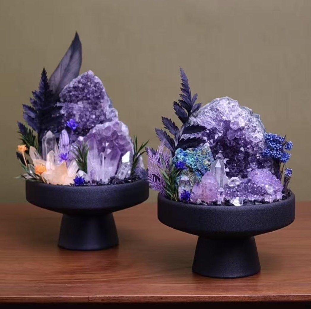 Amethyst pedestal bowls